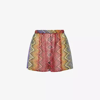 Трикотажные шорты свободного кроя с шевронным узором Missoni, мультиколор