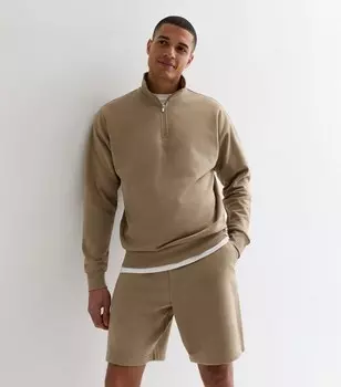 Трикотажные шорты свободного кроя Stone с кулиской New Look, светло-серый