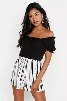 Трикотажные шорты в полоску Boohoo, белый