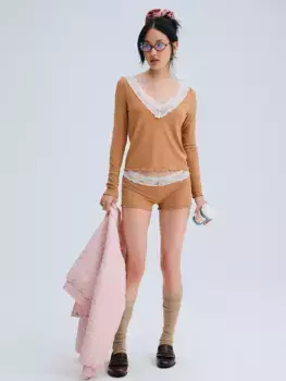 Трикотажные шорты в рубчик Eisley For Love & Lemons, коричневый