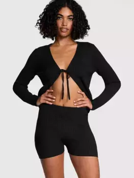 Трикотажные шорты в рубчик Pink, черный