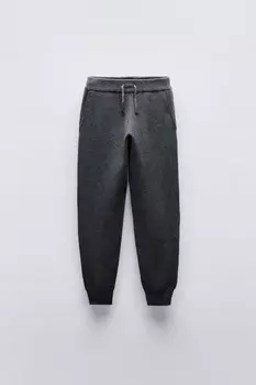 Трикотажные спортивные брюки ZARA, антрацитово-серый