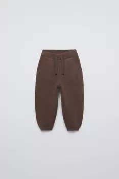 Трикотажные спортивные брюки ZARA, коричневый