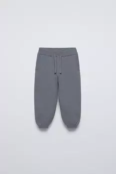 Трикотажные спортивные брюки ZARA, синий/серый