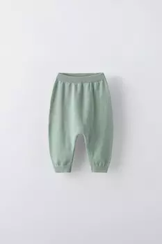 Трикотажные спортивные брюки ZARA, средне-зеленый