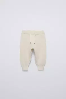 Трикотажные спортивные брюки ZARA, светло-бежевый