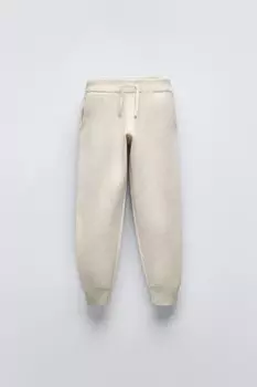Трикотажные спортивные брюки ZARA, устрично-белый