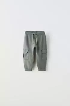 Трикотажные спортивные брюки ZARA, зеленый мергель