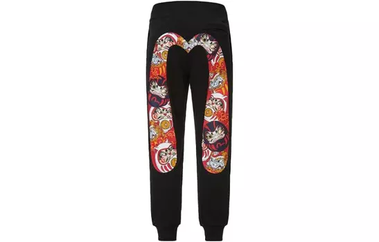 Трикотажные спортивные штаны мужские черные Evisu, черный