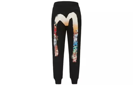 Трикотажные спортивные штаны мужские черные Evisu, черный