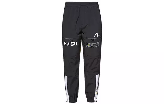 Трикотажные спортивные штаны мужские черные Evisu, черный