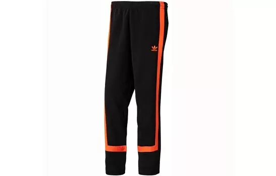 Трикотажные спортивные штаны мужские черные/оранжевые Adidas Originals, черный/оранжевый