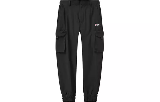 Трикотажные спортивные штаны мужские, цвет черный как смоль Fila, черный