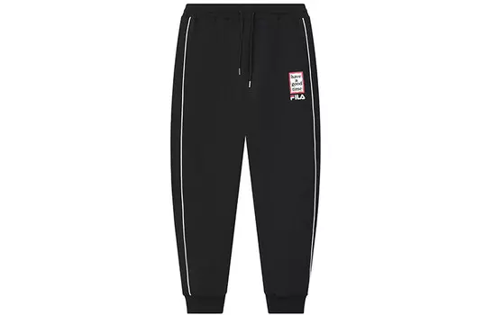 Трикотажные спортивные штаны мужские, цвет черный как смоль Fila, черный