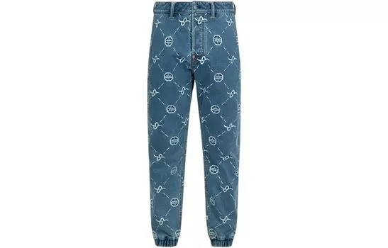 Трикотажные спортивные штаны мужские джинсовые синие Evisu, синий