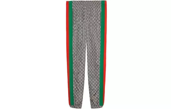 Трикотажные спортивные штаны мужские в красную/зеленую полоску Gucci, зеленый