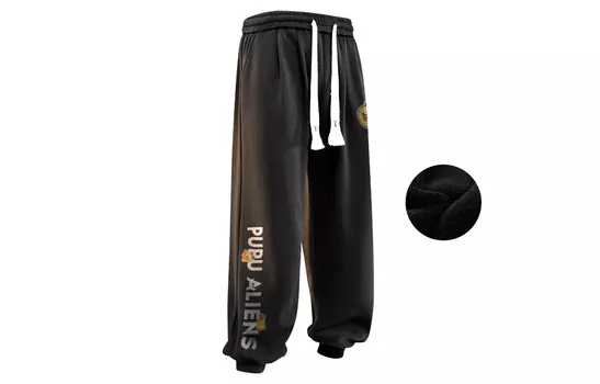 Трикотажные спортивные штаны унисекс Pupu Aliens, Черный (флис для тепла)