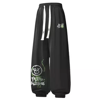 Трикотажные спортивные штаны унисекс Pupu Aliens, Черный (бесплатные брюки из черного ледяного шелка)