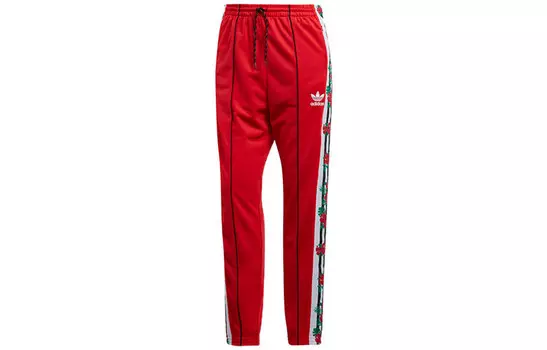 Трикотажные спортивные штаны женские алые Adidas Originals