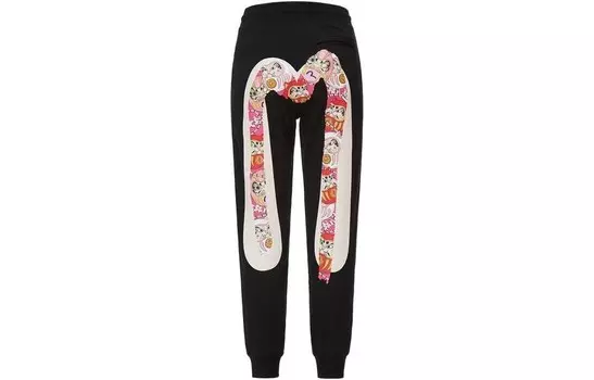 Трикотажные спортивные штаны женские черные Evisu
