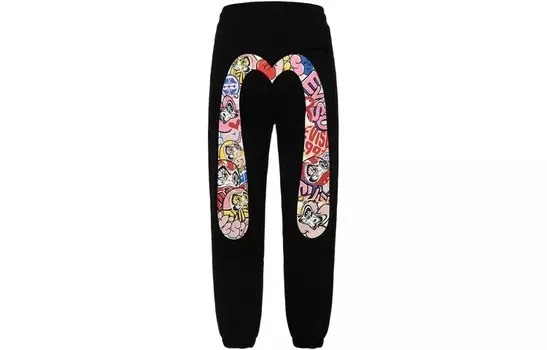 Трикотажные спортивные штаны женские черные Evisu