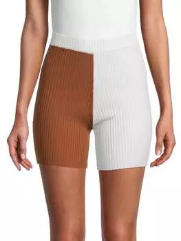 Трикотажные велосипедные шорты STAUD в рубчик Maki, белый/коричневый