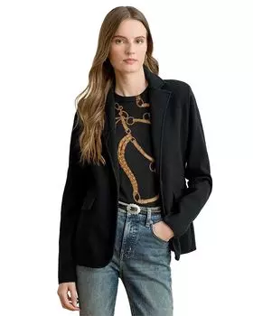 Трикотажный блейзер из хлопковой смеси Ralph Lauren, черный
