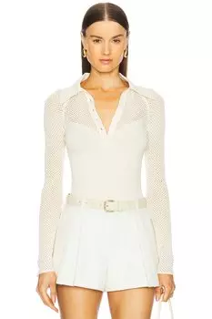 Трикотажный боди с воротником Fleur Du Mal, ecru