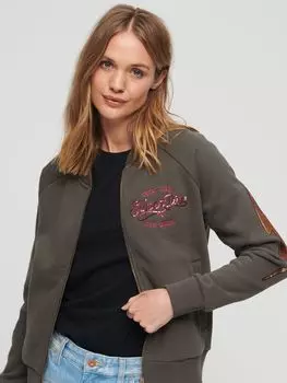 Трикотажный бомбер 70-х годов Lo-Fi Band Superdry, винтажный серый