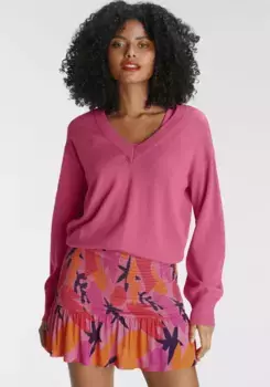 Трикотажный джемпер AJC с глубоким V-образным вырезом, розовый