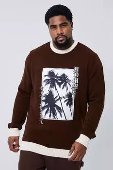 Трикотажный джемпер plus homme palm Boohoo, шоколадный