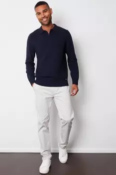 Трикотажный джемпер поло с длинными рукавами и застежкой молнией на четверть длины Threadbare, синий