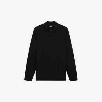 Трикотажный джемпер-поло стандартного кроя с длинными рукавами The Kooples, черный