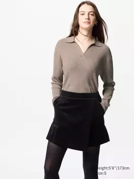 Трикотажный джемпер-поло в рубчик Uniqlo, цвет 33 хаки