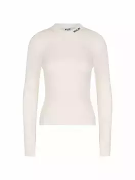 Трикотажный джемпер с логотипом MSGM, белый