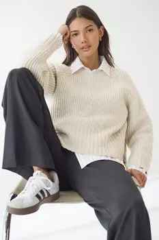 Трикотажный джемпер с воротником стойкой Next, нейтральный