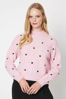 Трикотажный джемпер с вышивкой в виде сердца Oasis, розовый