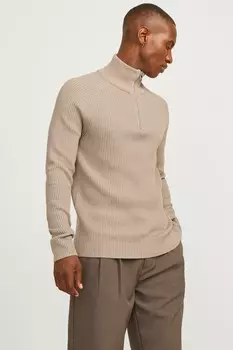 Трикотажный джемпер с застежкой молнией на четверть длины Jack & Jones, серый