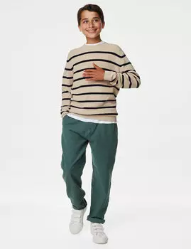 Трикотажный джемпер в полоску из чистого хлопка (6–16 лет) Marks & Spencer
