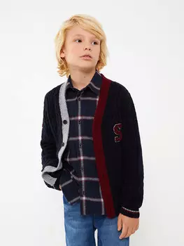 Трикотажный кардиган для мальчика с V-образным вырезом и длинными рукавами Southblue