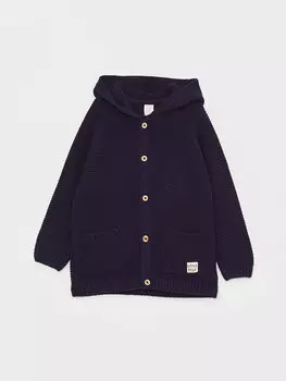 Трикотажный кардиган для маленьких мальчиков с капюшоном и длинными рукавами LCW baby, темно-синий