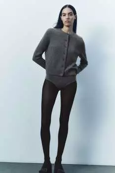 Трикотажный кардиган из 100% шерсти ZARA, серый