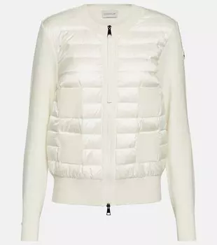 Трикотажный кардиган из смесовой шерсти MONCLER, белый