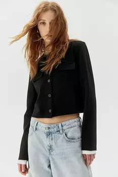 Трикотажный кардиган с декоративными нашивками H&M, черный