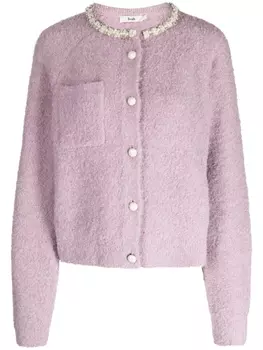 Трикотажный кардиган с искусственным жемчугом b+ab, фиолетовый