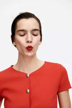 Трикотажный кардиган с короткими рукавами H&M, красный