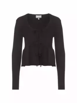 Трикотажный кардиган с логотипом Ganni, черный