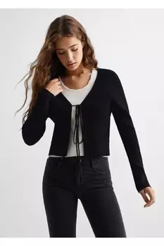 Трикотажный кардиган с V-образным вырезом Mango, черный