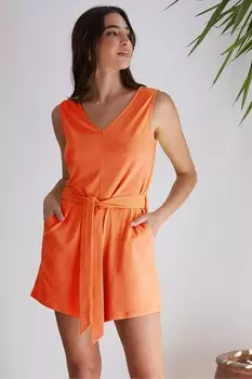 Трикотажный комбинезон без рукавов с поясом Threadbare, оранжевый