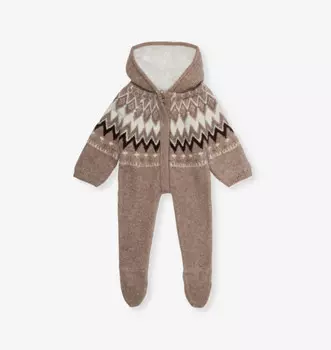 Трикотажный комбинезон Fairisle с капюшоном 3-12 месяцев The Little Tailor, цвет mouse